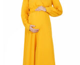 Buy Long Mustard Maternity Dress Online - MomsJour