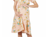 Pink Floral Print Wrap Matenrity Nursing Dress Online - MomsJour