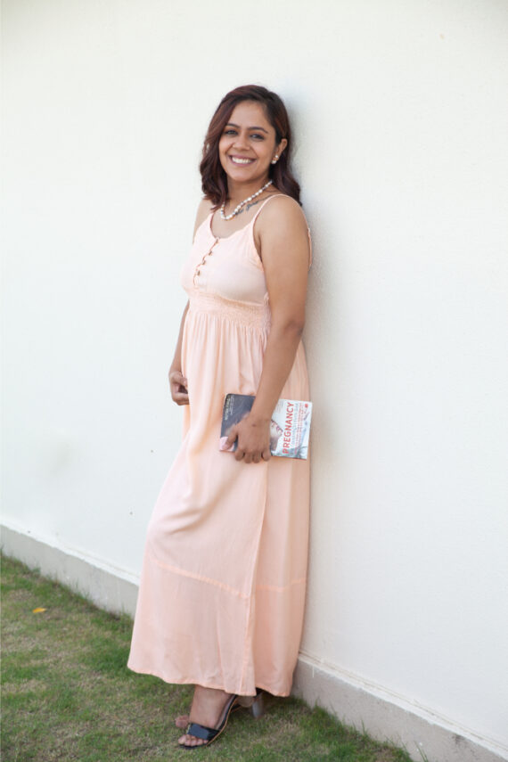 Peach Full Length Maxi Maternity and Nursing Dress - MomsJour