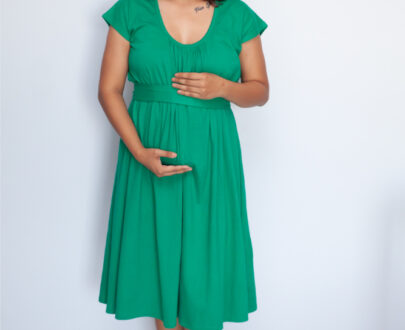 Shop Green Lycra Maternity Dress with Belt Online