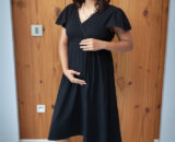 Classic Black Maternity & Nursing Dress with Lace Neckline Online